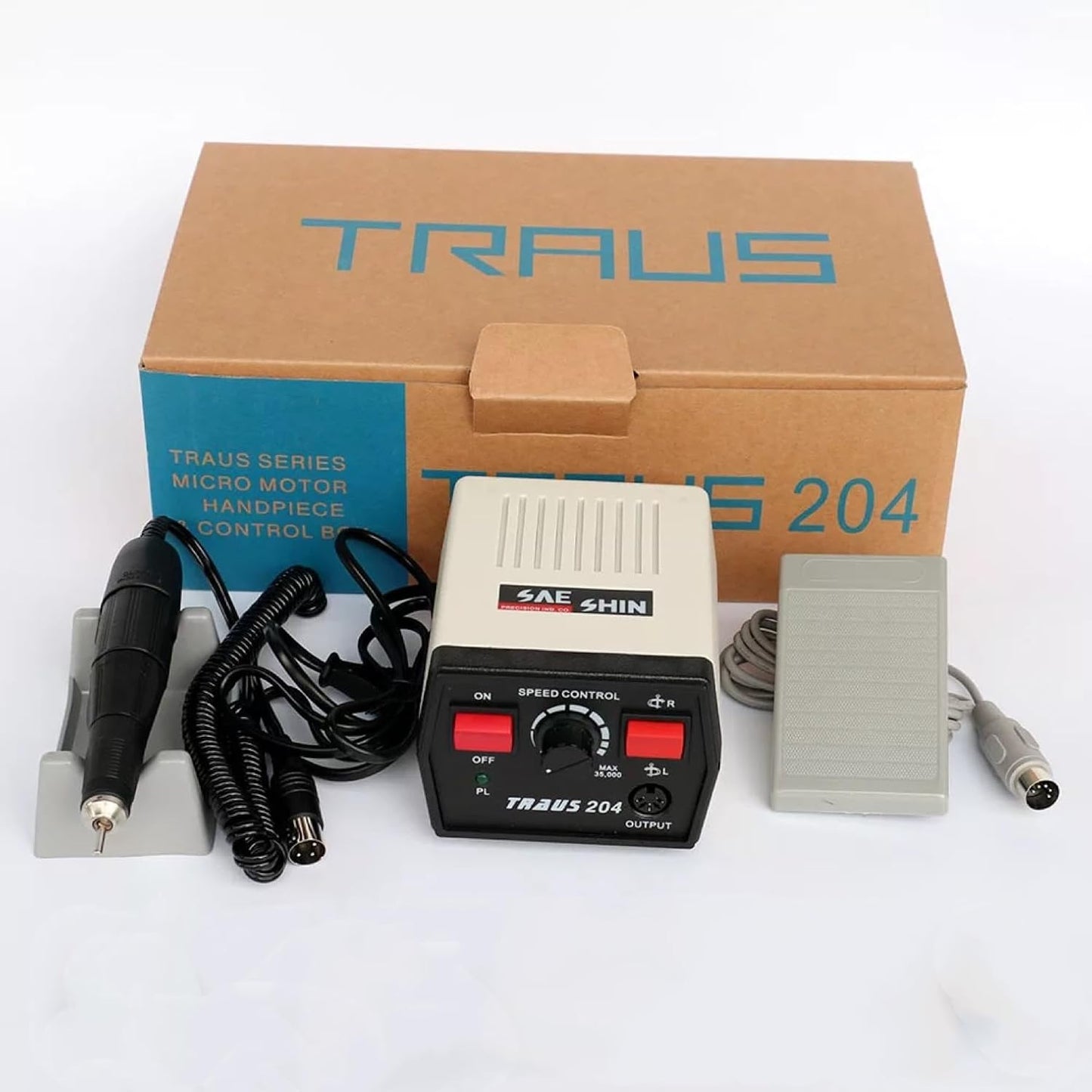 Sae shin Dental Strong 204 Micro Motor 102l Polishing Handpiece 220v Polish Motor Grinding Machine for Jewellery/Nail/Dentist Polish 35000r/min