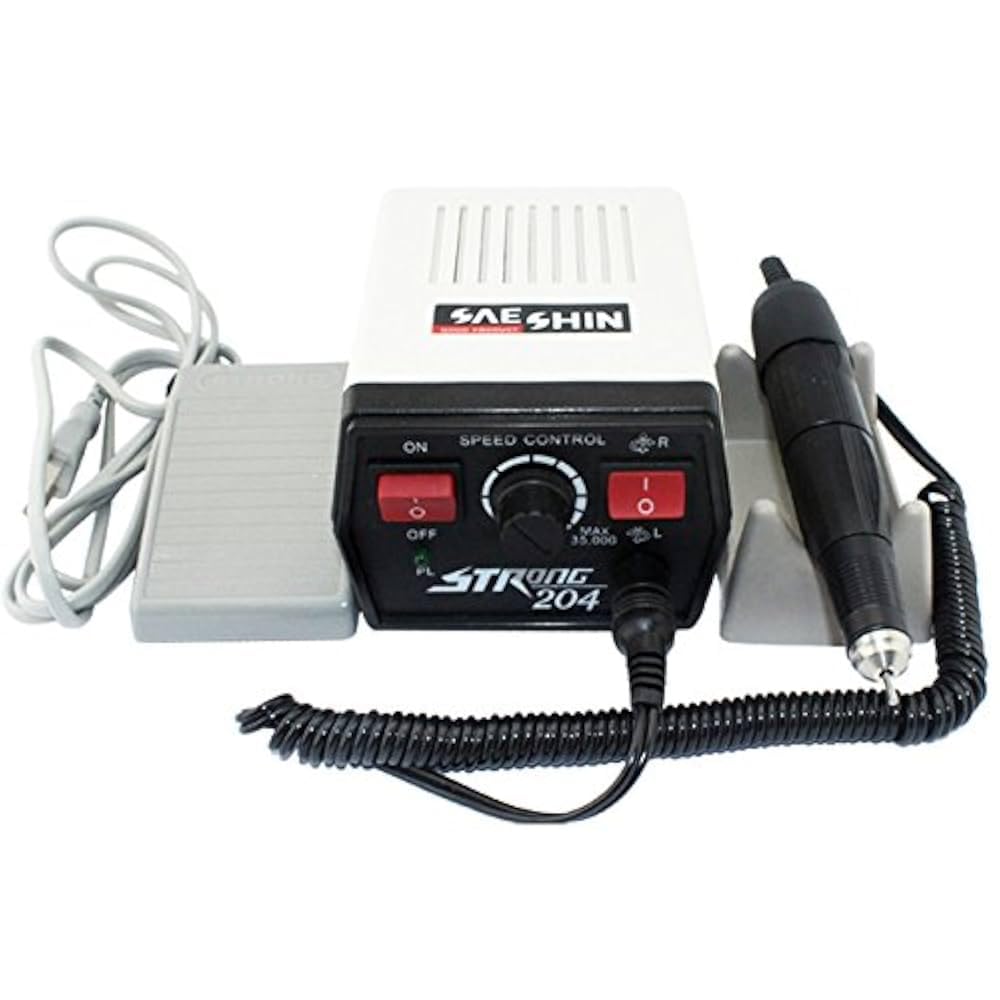 Sae shin Dental Strong 204 Micro Motor 102l Polishing Handpiece 220v Polish Motor Grinding Machine for Jewellery/Nail/Dentist Polish 35000r/min