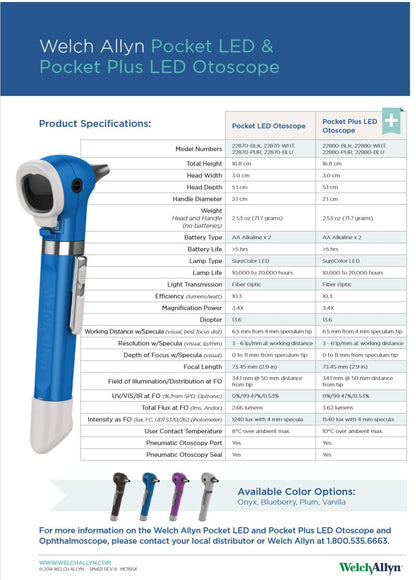 Welch Allyn™ Pocket LED Fiber Optic Otoscope – Model 22870
