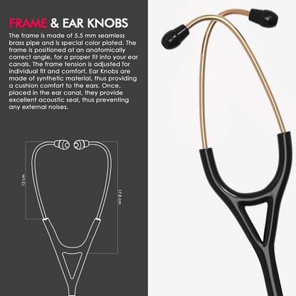 Netcare Pro-Acoustic Dual Head Stethoscope for Doctors and Medical Students | High Acoustic Sensitivity | Tunable Diaphragm | Soft-Sealing Eartips | Surgical Grade Stainless Steel | Clinical Grade Diagnostic Instrument (Rose Gold)