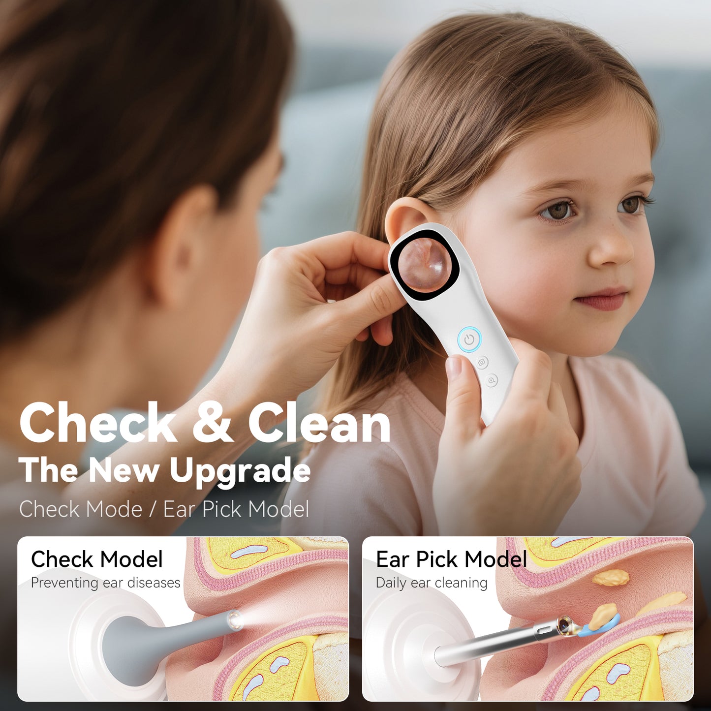 Netcare HD Video Otoscope with Screen | 3.2mm Slim Tip | Rechargeable, Otoscope for Doctors, Clinics | Built-in Storage + SD Card Support Q12