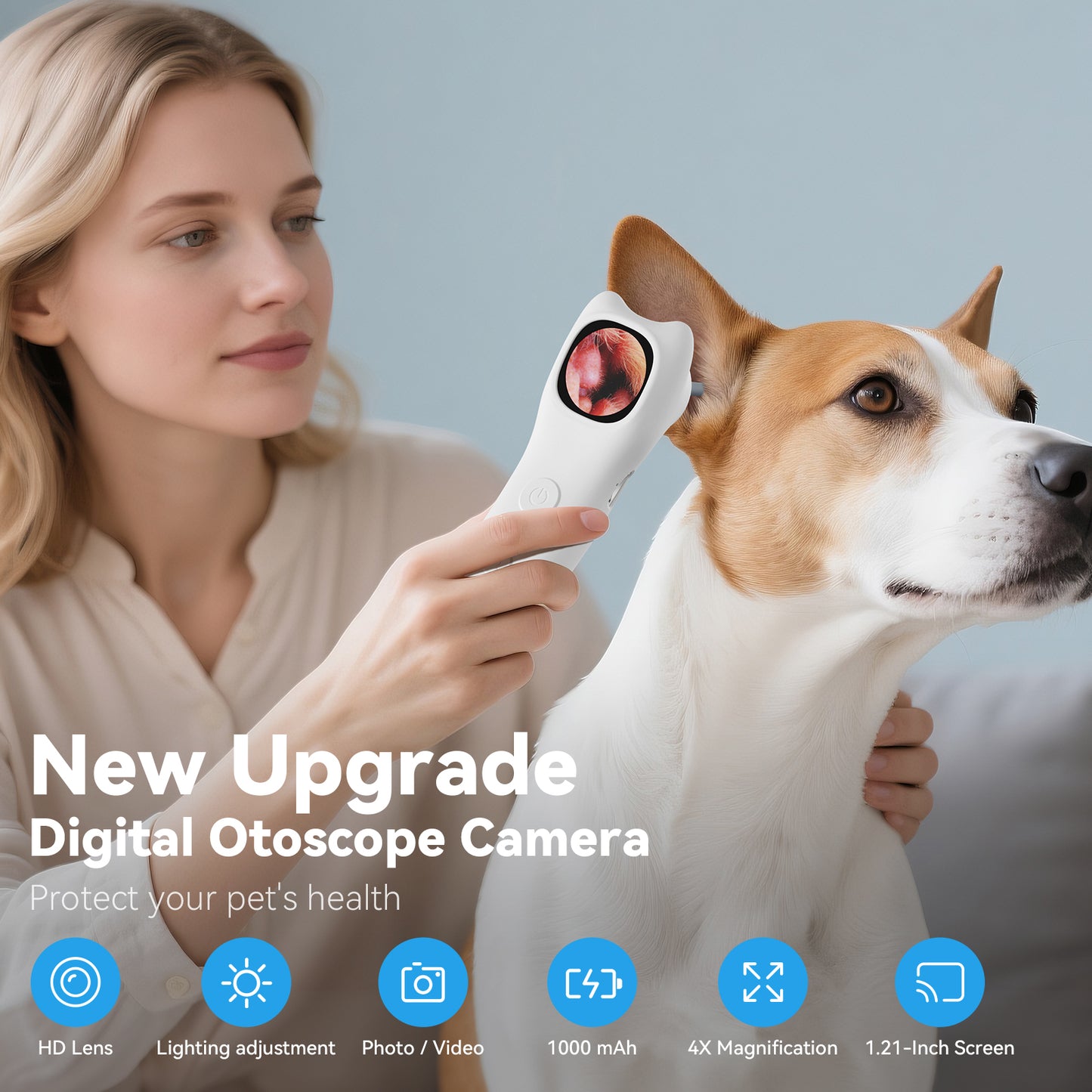 Veterinary Digital Otoscope 1080P HD for Dogs, Cats & Exotics | Rechargeable, Otoscope for Doctors, Clinics