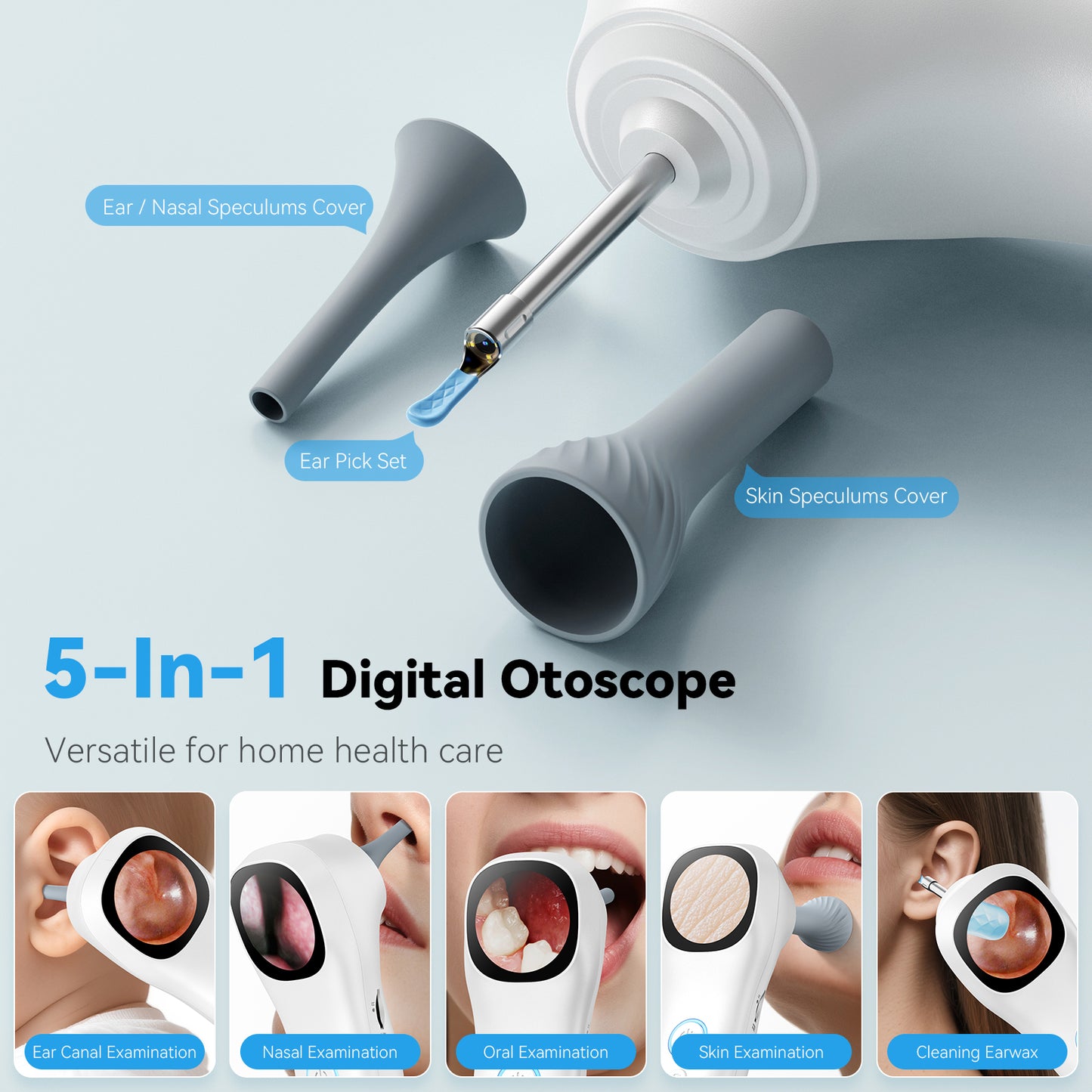 Netcare HD Video Otoscope with Screen | 3.2mm Slim Tip | Rechargeable, Otoscope for Doctors, Clinics | Built-in Storage + SD Card Support Q12